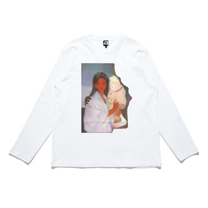 "Family" Cut and Sew Wide-body Long Sleeved Tee White