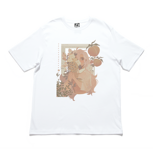"Floral Peach" Cut and Sew Wide-body Tee White/Beige