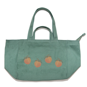 "Peach, Peach, Peach" Tote Carrier Bag Cream/Green