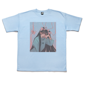 "Pink Hair Ribbon" Taper-Fit Heavy Cotton Tee Sky Blue
