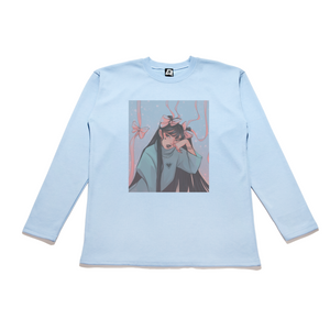 "Pink Hair Ribbon" Taper-Fit Heavy Cotton Long Sleeve Tee Sky Blue