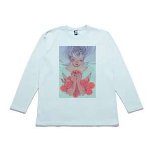 "Red Roses" Taper-Fit Heavy Cotton Long Sleeve Tee Mint