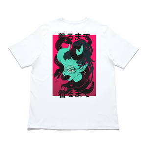 "Snake Demon" Cut and Sew Wide-body Tee White/Black