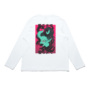 "Snake Demon" Cut and Sew Wide-body Long Sleeved Tee White/Black
