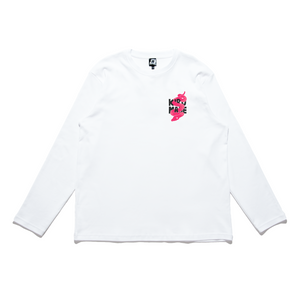 "Snake Demon" Cut and Sew Wide-body Long Sleeved Tee White/Black