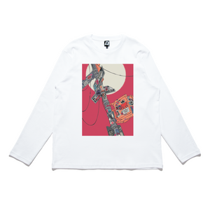 "Sign" Cut and Sew Wide-body Long Sleeved Tee White/Beige