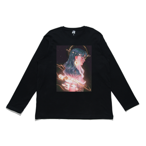 "Moon and Tides" Cut and Sew Wide-body Long Sleeved Tee Black