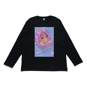 "Love Puddle" Cut and Sew Wide-body Long Sleeved Tee White/Black