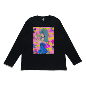 "Mellow Funky Garden" Cut and Sew Wide-body Long Sleeved Tee White/Black
