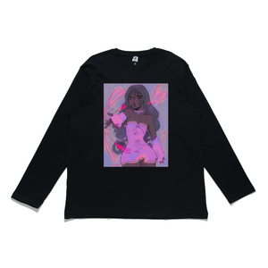 "Heart Attack" Cut and Sew Wide-body Long Sleeved Tee Black