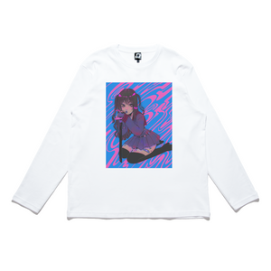 "Swirl" Cut and Sew Wide-body Long Sleeved Tee White