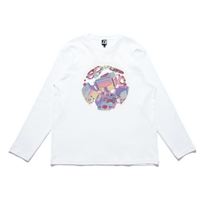 "Glitter Bot" Cut and Sew Wide-body Long Sleeved Tee White/Black