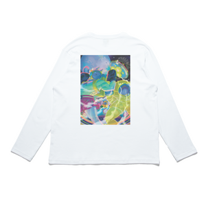 "Extraterrestrial Boxing" Cut and Sew Wide-body Long Sleeved Tee White/Black
