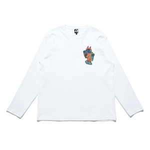 "Extraterrestrial Boxing" Cut and Sew Wide-body Long Sleeved Tee White/Black