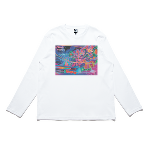 "Rhythm Game" Cut and Sew Wide-body Long Sleeved Tee White