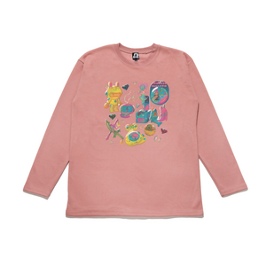 "Toys & Gadgets" Taper-Fit Heavy Cotton Long Sleeve Tee Rose/Mint