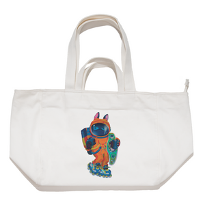 "Extraterrestrial Boxing" Tote Carrier Bag Cream/Green