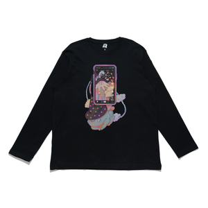 "Wizardtok" Cut and Sew Wide-body Long Sleeved Tee Black/Beige