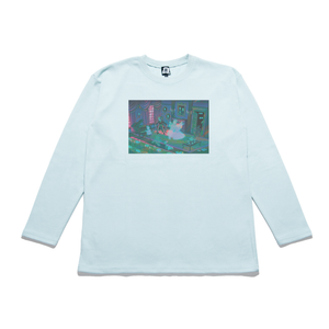 "Haunted House" Taper-Fit Heavy Cotton Long Sleeve Tee Mint
