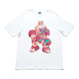 "Bunny Mecha" Cut and Sew Wide-body Tee White/Black/Salmon Pink