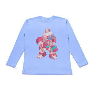 "Bunny Mecha" Taper-Fit Heavy Cotton Long Sleeve Tee Sky Blue