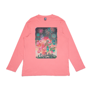 "Bunny Mecha" Cut and Sew Wide-body Long Sleeved Tee White/Black/Salmon Pink