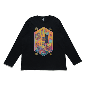 "New Years Card" Cut and Sew Wide-body Long Sleeved Tee White/Black