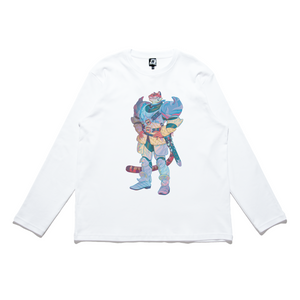 "Tony the Tabaxi" Cut and Sew Wide-body Long Sleeved Tee White/Black