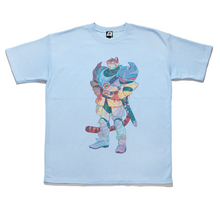 Load image into Gallery viewer, &quot;Tony the Tabaxi&quot; Taper-Fit Heavy Cotton Tee Sky Blue/Rose