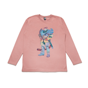 "Tony the Tabaxi" Taper-Fit Heavy Cotton Long Sleeve Tee Rose/Sky Blue