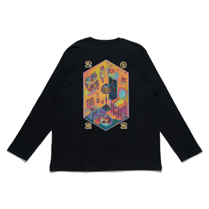 "New Years Card" Cut and Sew Wide-body Long Sleeved Tee Black