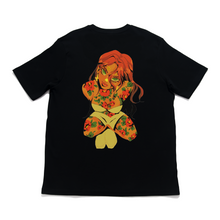 Load image into Gallery viewer, &quot;Flower Tattoo&quot; Cut and Sew Wide-body Tee Black