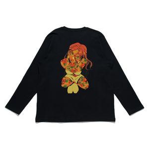 "Flower Tattoo" Cut and Sew Wide-body Long Sleeved Tee Black