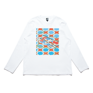"Cutlery Set" Cut and Sew Wide-body Long Sleeved Tee White