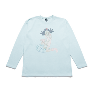 "Spiral Girl" Taper-Fit Heavy Cotton Long Sleeve Tee Mint