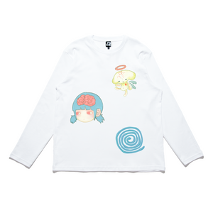 "Dizzy" Cut and Sew Wide-body Long Sleeved Tee White
