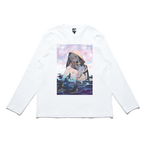 "Cloud" Cut and Sew Wide-body Long Sleeved Tee White