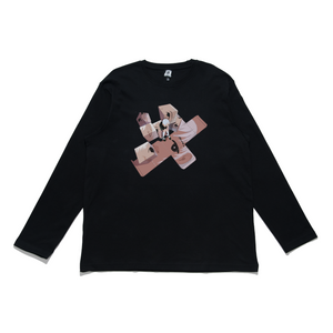 "Who Am I" Cut and Sew Wide-body Long Sleeved Tee Black