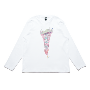 "The Fall" Cut and Sew Wide-body Long Sleeved Tee White/Black