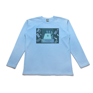 "Door" Taper-Fit Heavy Cotton Long Sleeve Tee Sky Blue