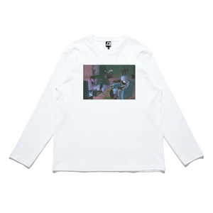 "Old Age Life" Cut and Sew Wide-body Long Sleeved Tee White