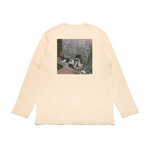 "Home" Cut and Sew Wide-body Long Sleeved Tee White/Beige
