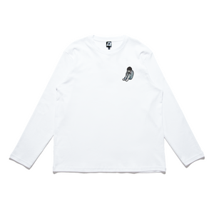 "Home" Cut and Sew Wide-body Long Sleeved Tee White/Beige