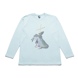 "Demon" Taper-Fit Heavy Cotton Long Sleeve Tee Mint