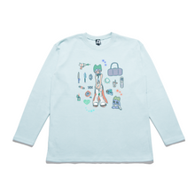 Load image into Gallery viewer, &quot;Congming1&quot; Taper-Fit Heavy Cotton Long Sleeve Tee Mint/Rose