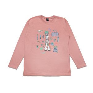 "Congming1" Taper-Fit Heavy Cotton Long Sleeve Tee Mint/Rose