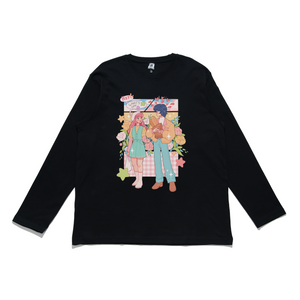 "Colorful Crush" Cut and Sew Wide-body Long Sleeved Tee White/Black