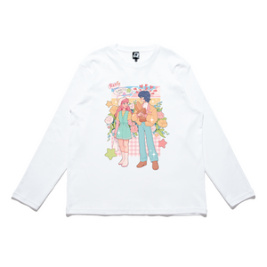 "Colorful Crush" Cut and Sew Wide-body Long Sleeved Tee White/Black