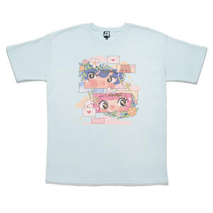 "Love at First Sight" Taper-Fit Heavy Cotton Tee Beige/Mint