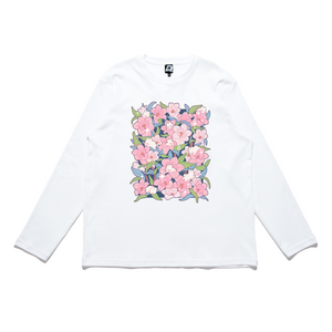 "Bell Bunnies" Cut and Sew Wide-body Long Sleeved Tee White/Salmon Pink